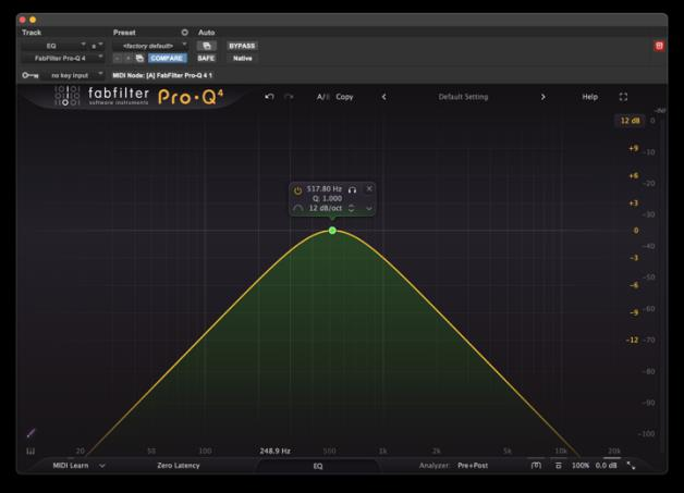 Bandpass filter shown in FabFilter Pro-Q 4