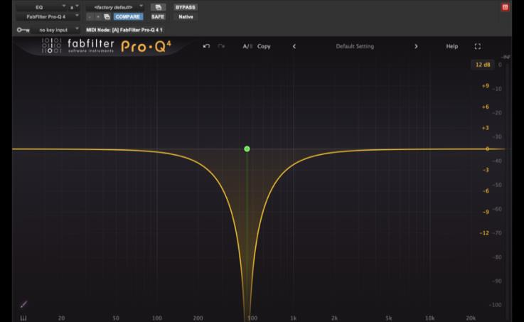 Notch filter shown in FabFilter Pro-Q 4
