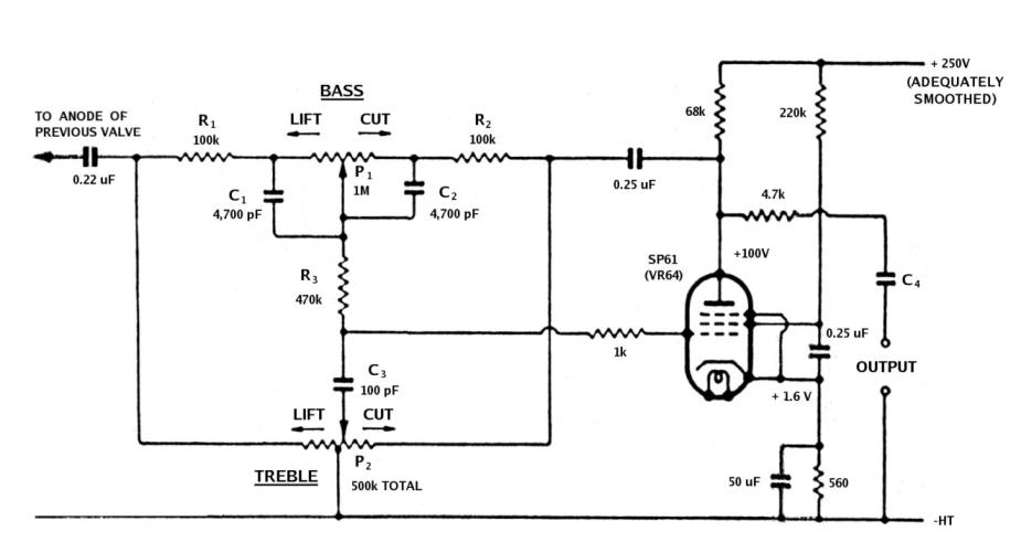 Baxandall tone control circuit schematic